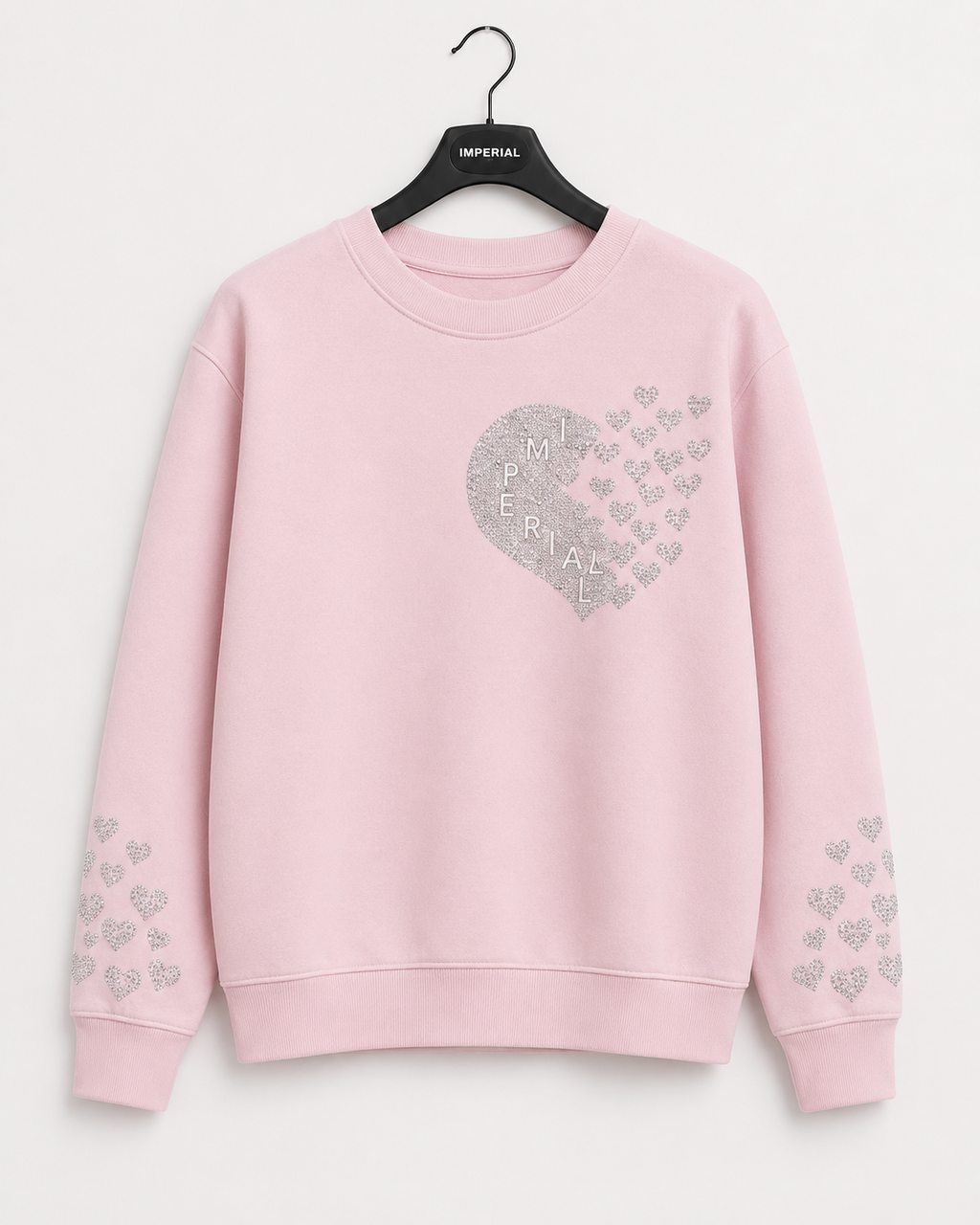 Queen of Hearts Rhinestone Sweatsuit- Soft Pink