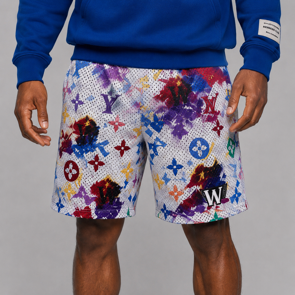 Graffiti Monogram Shorts- Red