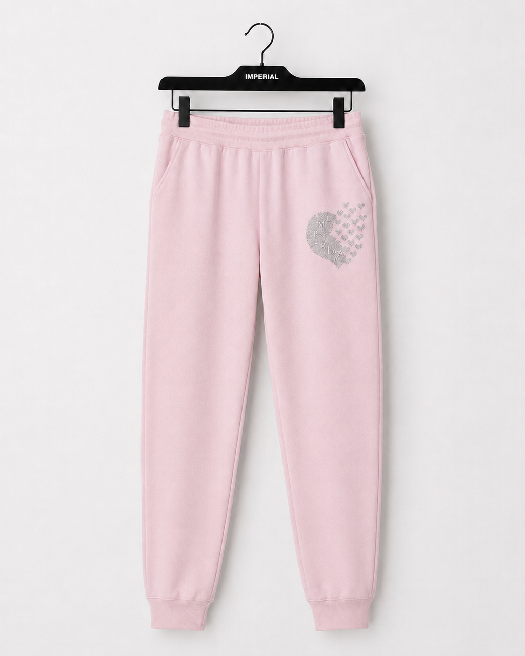 Queen of Hearts Rhinestone Sweatsuit- Soft Pink