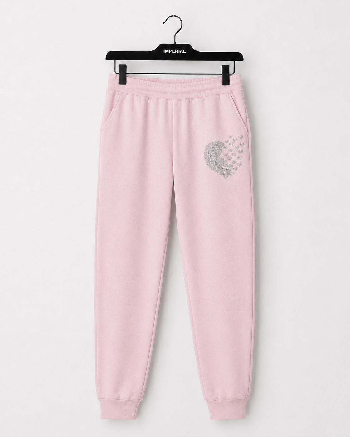 Queen of Hearts Rhinestone Sweatsuit- Soft Pink
