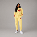 Queen of Hearts Rhinestone Sweatsuit-  Eggshell