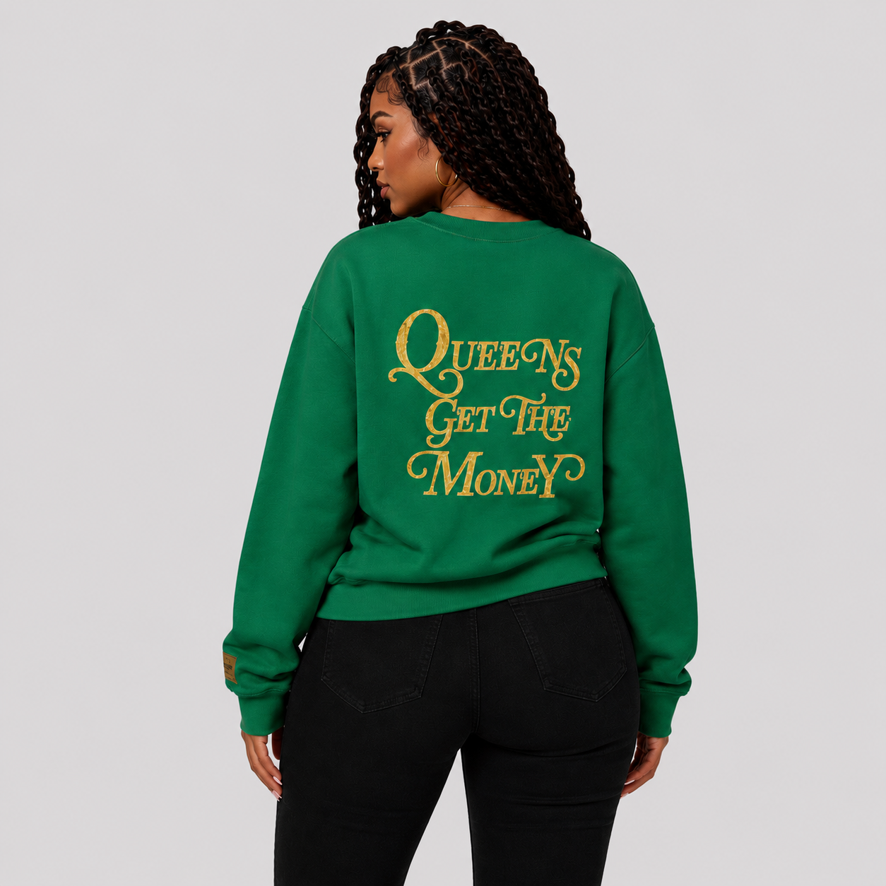 Queens Get The Money Pullover- Green/Gold