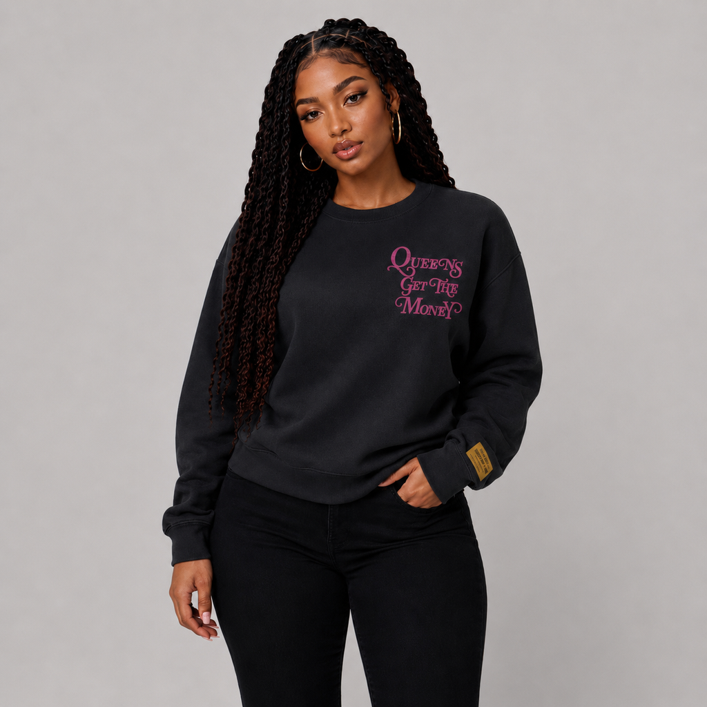 Queens Get The Money Pullover- Pink/White