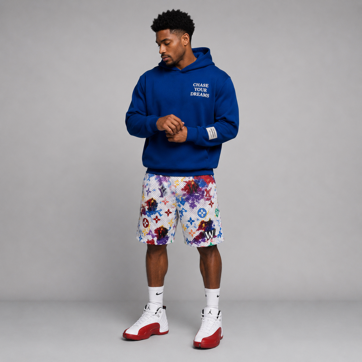 Graffiti Monogram Shorts- Red