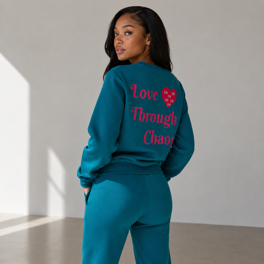 Love Through Chaos Crewneck - Blue/Pink