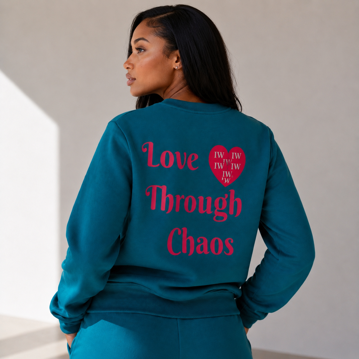 Love Through Chaos Crewneck - Blue/Pink